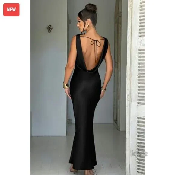 chinese dress ladies MALI Backless Maxi Dress - Tie dye Maxi Dress in Navy Tie dye main image 1